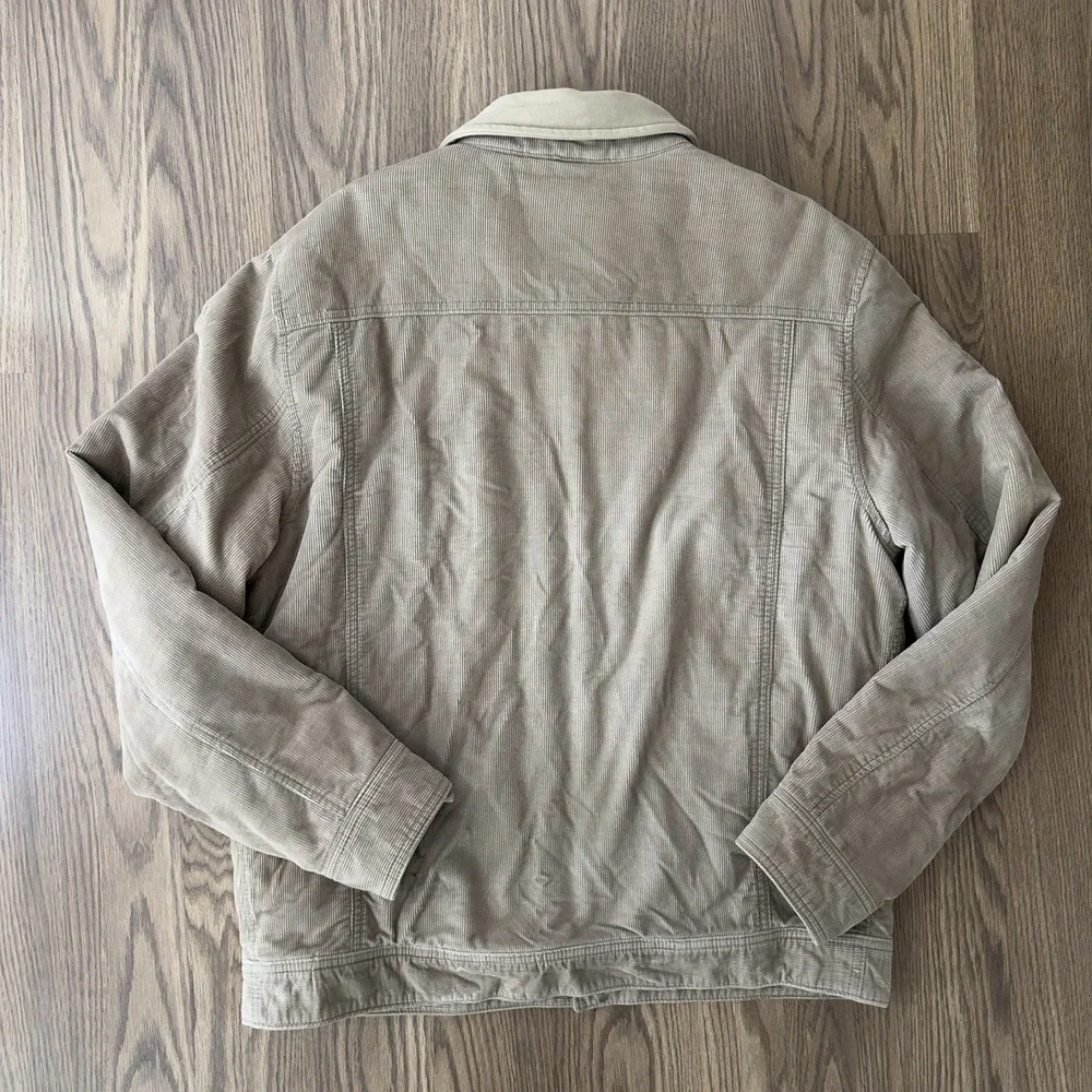 Vintage GAP Jacket Mens L Beige Corduroy Collared Bomber Full Zip Lined Y2K 00s